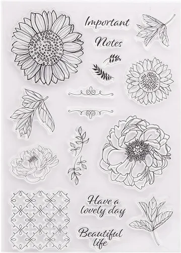Vista 4 de Daisy - Juego de sellos y troqueles transparentes de silicona para hacer tarjetas, plantillas de corte de metal para álbumes de recortes, álbum