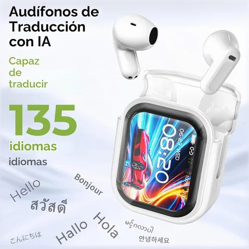 Vista 3 de Auriculares NE20 AI Translation en tiempo real, 165 idiomas Traductor Auriculares con 9 modos de traducción/Sin suscripción, Auriculares
