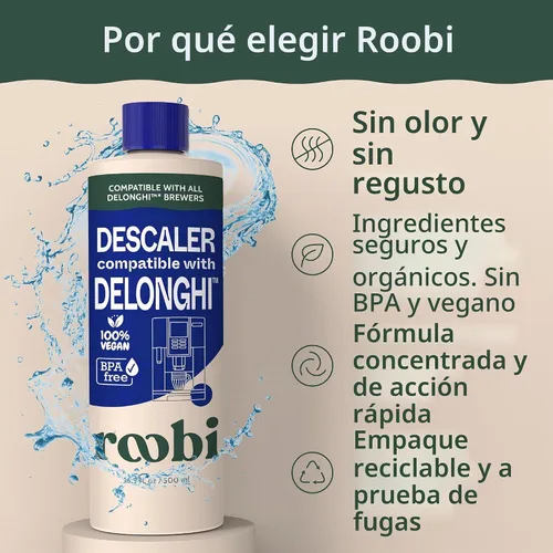Vista 5 de Roobi Solución de descalcificación para cafetera DeLonghi - 1 botella de 16.9 fl oz