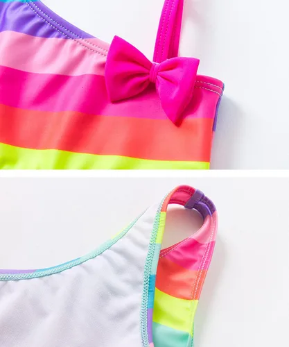 Vista 4 de Hiheart Conjunto de bikini de 2 piezas para niñas, traje de baño de verano UPF 50+ para niños