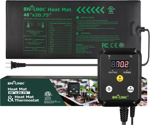 Vista 12 de BN-LINK Juego combinado de tapete térmico de plántulas con controlador de termostato, tapete calefactor de plantas de 10 x 20.75 pulgadas