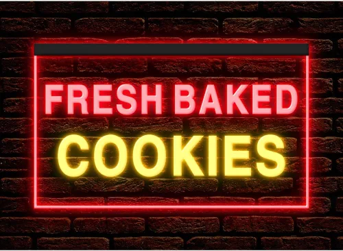 Vista 4 de 110138 - Letrero de neón con luz LED de 16 x 12 pulgadas, 110138 galletas recién horneadas para cafetería, pastelería, panadería, tienda, tienda 16