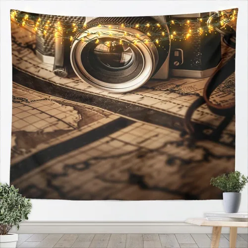 Vista 8 de Homewish Theater Cinema Poster Tapestry,Retro Movie Wall Hanging Art Popcorn Wall Blankets Movie Night Poster Tapestries for Kids Teens Girls Boys