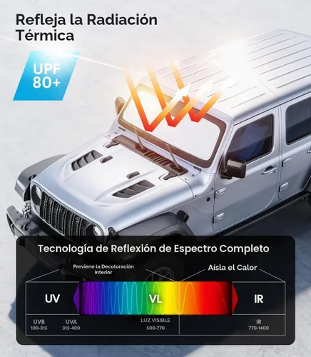 Vista 3 de Wigoo Parasol para parabrisas Jeep Wrangler, ajuste personalizado, se