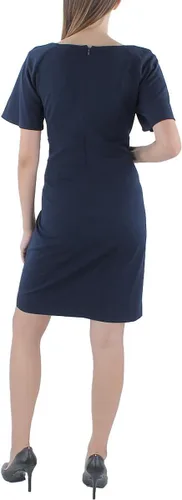 Vista 2 de DKNY Vestido midi con cuello en V y manga casquillo