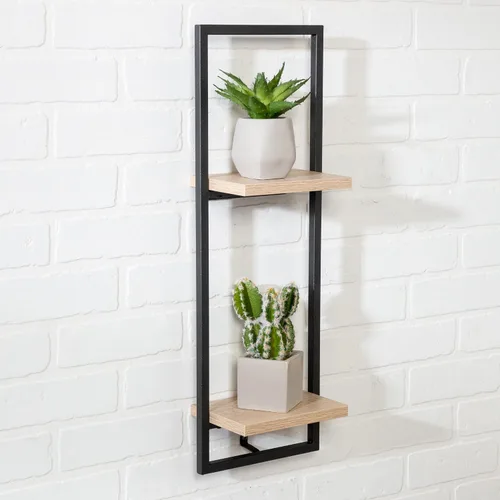 Vista 2 de Honey Can Do SHF-08572 - Estante de pared flotante doble natural