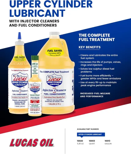 Vista 5 de Lucas Oil 10013-PK4 tratamiento para combustible de 1 galón (pack de 4). Upper Cylinder Lubricant Injector Cleaner Additive Case Bulk Fluid Semi