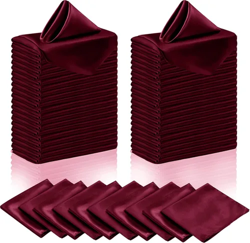 Vista 21 de Manyshofu 50 servilletas de satén color azul bebé, servilletas de tela de 12 x 12 pulgadas, juego de servilletas cuadradas de tela de satén