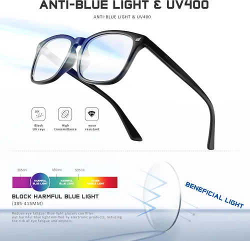 Vista 5 de Paquete de 5 lentes de lectura para hombres y mujeres, con bloqueo de luz azul, para lectura frente a la computadora, reflejos UV (negro, 3.75x)