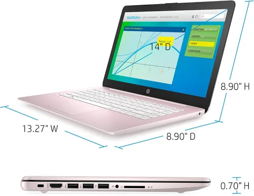 Vista 5 de Laptop HP Stream 2021 de 14 pulgadas, procesador Intel Celeron N4020, 4 GB de RAM, 64 GB eMMC, WiFi, Bluetooth, cámara web, HDMI, Windows 10 S