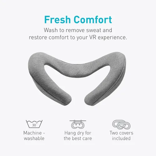 Vista 6 de VR Cover for Meta Quest 3 - Washable Hygienic Cotton Cover (Dark Grey, 2 pcs)