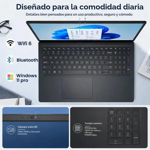 Vista 5 de Dell Portátil con pantalla táctil 15, Intel i5-1334U, 16GB DDR5 RAM, SSD