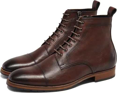 Vista 7 de Botas chukka casuales para hombre, botas de vestir de cuero para hombre Negro