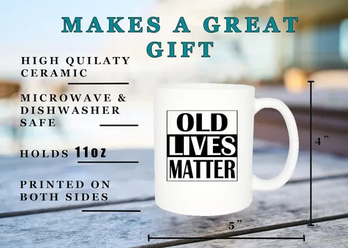 Vista 3 de Rogue River Tactical La mejor taza de café divertida Old Lives Matter Senior Citizen Novedad Taza de Jubilación Cumpleaños Gag Regalo Mamá Papá