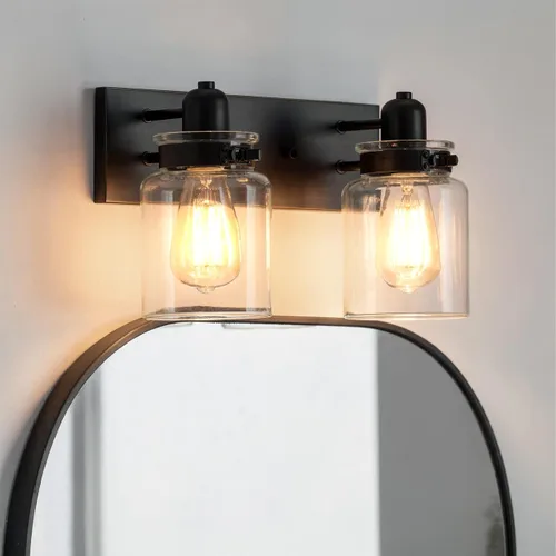 Vista 8 de Urban Ambiance Lámpara de tocador de baño moderna de lujo, tamaño grande: 8.625 pulgadas de alto x 30.25 pulgadas de ancho, con elementos