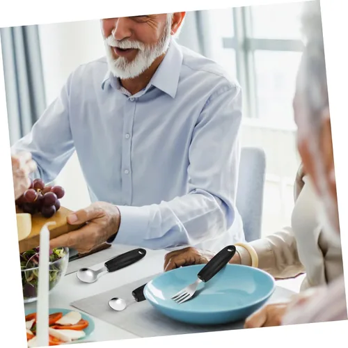 Vista 4 de COLLBATH 1Set Weighted Utensils for Hand Tremors Adaptive Tableware for Stroke Patients Ergonomic Grip for Elderly Premium Quality and Easy