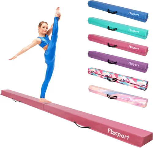 Vista 9 de FBSPORT Viga de Equilibrio de 8/10 Pies: Equipo de Gimnasia de Piso Plegable de Cuero PU para Niños y Adultos, Base de Goma Antideslizante, Viga