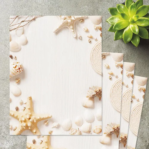 Vista 5 de Current Papel de Carta con Marco de Playa - Papeles de Papelería de Primavera con Borde Decorativo de Playa, Vacaciones Imprimibles, Bodas