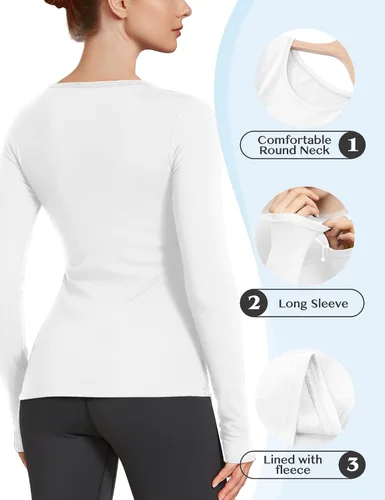 Vista 4 de Ropa interior térmica de manga larga para mujer, camiseta ligera de compresión para mujer, ropa de invierno
