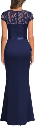 Vista 2 de MISSMAY Vestido largo formal de noche con cuello en V para mujer