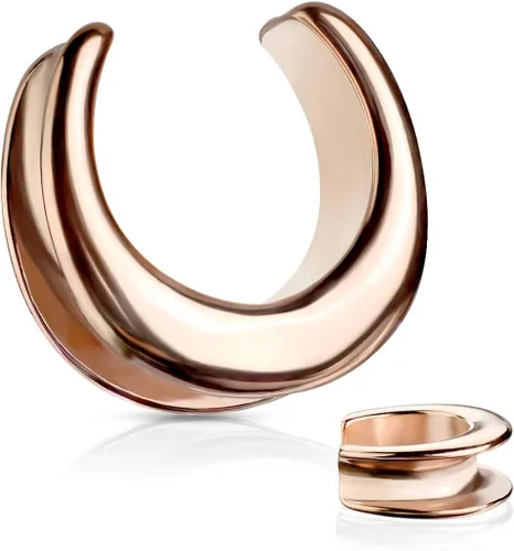 Vista 2 de Pierced Owl - Rose Gold Tone Plain Saddle Spreader Ear Gauges in 316L Stainless Steel, Sold as A Pair