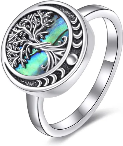Vista 8 de ONEFINITY Anillos del Árbol de la Vida de Plata Esterlina Anillos de Nudo Celta del Árbol de la Vida Joyería del Árbol Genealógico Regalos