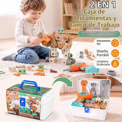 Vista 3 de Kids Tool Set with Drill & Toolbox, 160PCS STEM Construction Building Toys