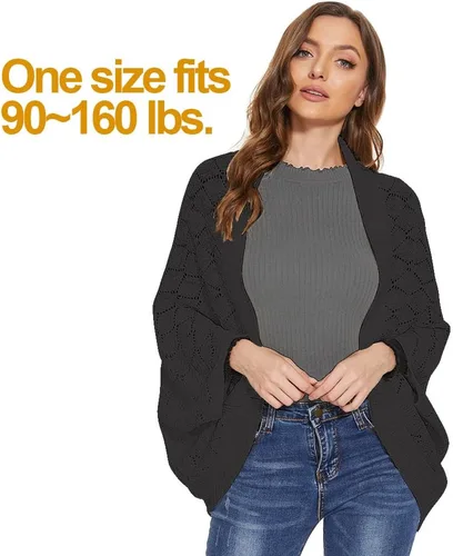 Vista 2 de Kimono de punto trenzado para mujer, holgado, de gran tamaño, chal