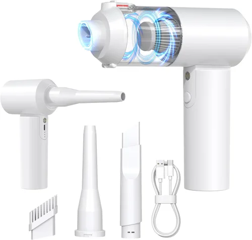Vista 9 de Aspiradora de mano inalámbrica con banco de energía de 6000 mAh y luz LED, aspiradora 3 en 1 para automóvil, soplador de aire y cargador