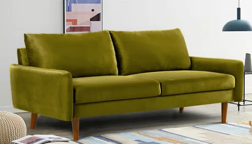Vista 5 de Container Furniture Direct Kent - Sofá de terciopelo para salas de estar modernas y espacios compactos, cómodo sofá de 3 plazas, muebles de estudio