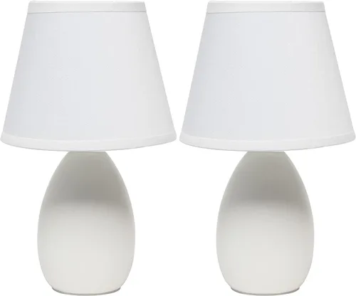 Vista 13 de Simple Designs LT1197-PRP Lámpara de Mesa de Cerámica Ovalada Mini Elegante y Estilizada Oblonga de 9.45" con Pantalla a Juego, para Sala de Estar
