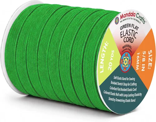 Vista 42 de Mandala Crafts 20 yardas 1/2 pulgada 0.472 in bandas elásticas beige