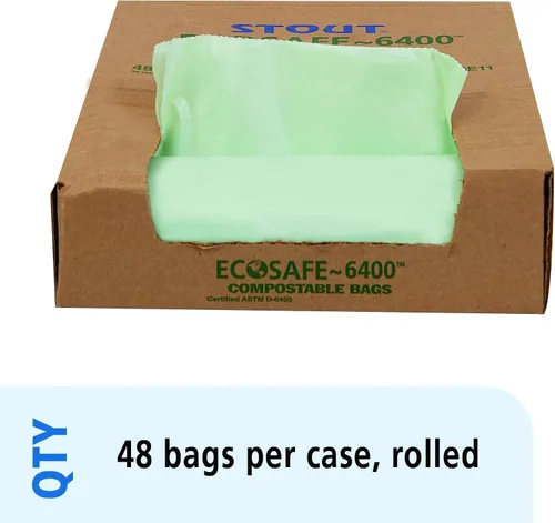 Vista 3 de Stout e2430e85 13 galones 24" x 30" Heavy Duty biodegradables bolsas de basura, 45 bolsas por caja, astm6400, verde, fabricado en Estados Unidos por