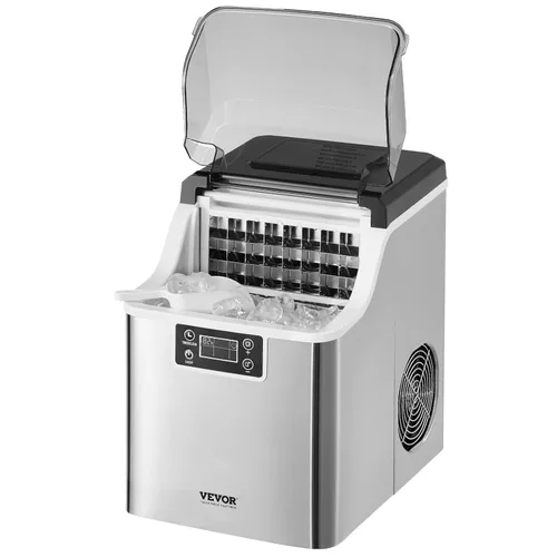 Vista 19 de VEVOR Máquina de hielo para encimera, 26 libras en 24 horas, 9 cubos listos en 7 minutos, máquina de hielo autolimpiante con cuchara y cesta