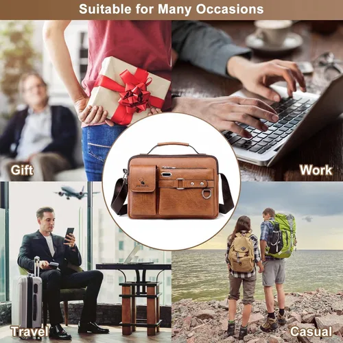 Vista 7 de Bolso bandolera pequeño de piel sintética de 11 pulgadas, bolso cruzado para mujeres y hombres, bolso cruzado para hombre