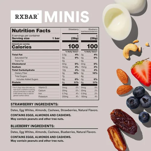 Vista 2 de RXBAR Minis - Barras de proteínas, 0.24 oz de proteína, aperitivos sin gluten, paquete variado (4 cajas, 32 unidades)