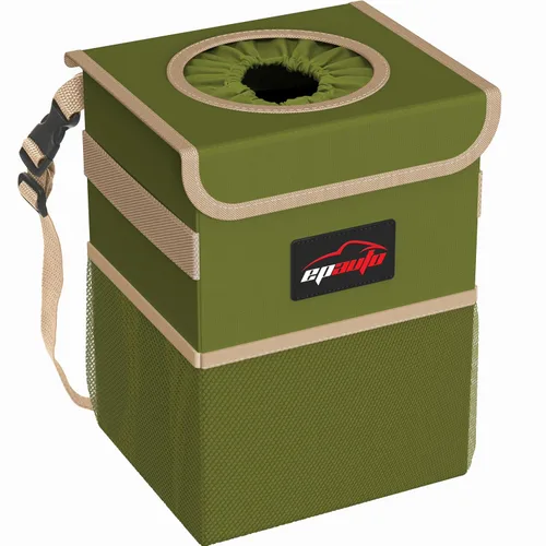 Vista 13 de EPAuto Bote de basura impermeable para automóvil con tapa y bolsillos, 2.5 Negro