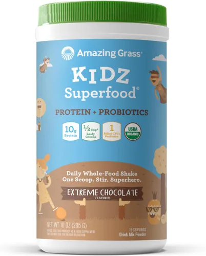Vista 8 de Amazing Grass Kidz Superfood: Vegetales orgánicos, frutas y verduras, polvo de raíz de remolacha y probióticos para niños saludables, explosión