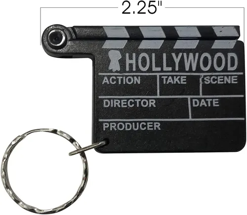 Vista 3 de ArtCreativity Hollywood Clapboard Llaveros, juego de 12, aplapper de elevación para revelar lupa, accesorios para llaves, mochila o libro