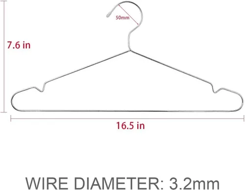 Vista 5 de TIMMY Wire perchas Pack 30 acero inoxidable fuerte metálica perchas ropa 16,5 pulgadas