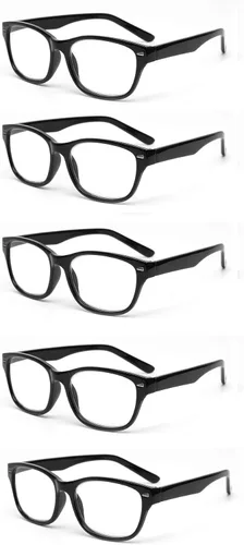 Vista 8 de Paquete de 5 lentes de lectura con marco de plástico estilo retro para hombres y mujeres