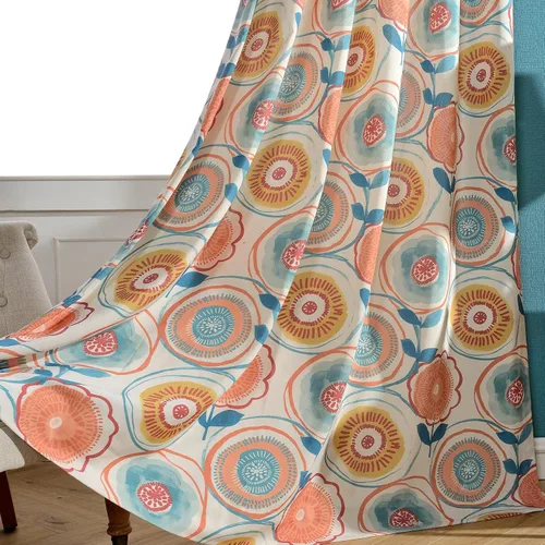 Vista 28 de ENJOYBRIDAL - Cortinas azules florales de 63 pulgadas, juego de 2 paneles, cortinas semi transparentes, cortinas cortas para sala de estar, bolsillo