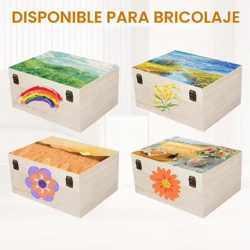 Vista 4 de Caja de madera sin terminar 12x9x5 pulgadas Caja