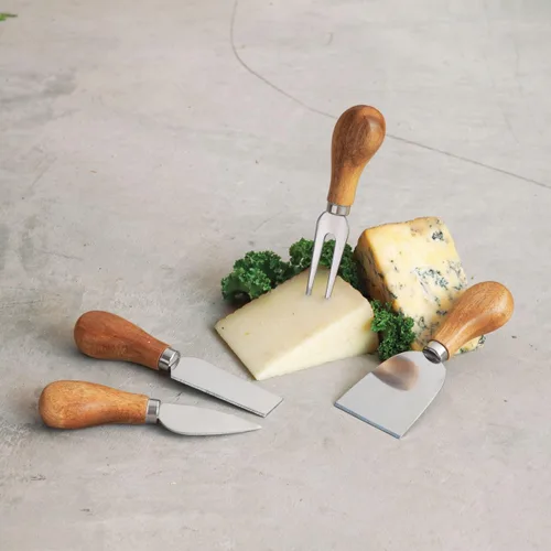Vista 4 de Twine Cuchillos de queso gourmet – Juego de cuchillos de acero inoxidable – Herramientas de charcutería accesorios para tabla de quesos – Acero
