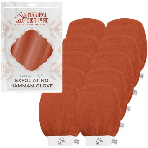 Vista 23 de Natural Elephant Guantes exfoliantes para hammam, guantes exfoliantes faciales y corporales, paquetes de 5 y 10