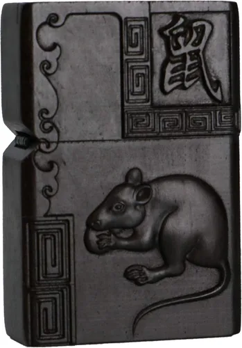 Vista 44 de Caja de carcasa de madera de ébano negro natural tallada para módulo Zippo (Serpiente Cobra)