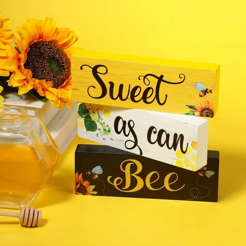 Vista 6 de Letrero de girasol, bandeja escalonada, centro de mesa para verano, hogar, dulce como puede, bandejas, letreros de madera de MDF, regalos de girasol