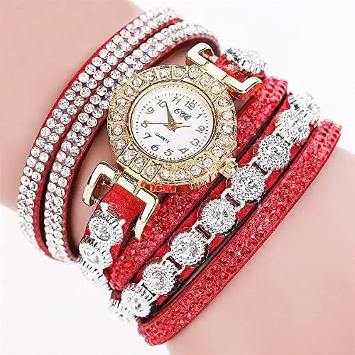 Vista 4 de CdyBox Reloj analógico de cuarzo con diamantes de imitación para mujer, de moda, enrollado, para niñas (paquete de 4), Moderno