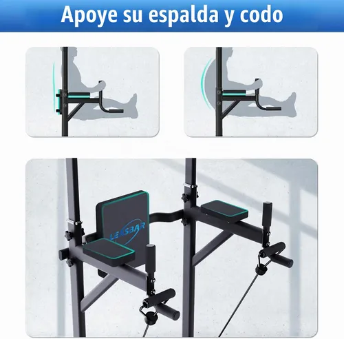 Vista 4 de Pull Up Dip Station for Home Gym, Power Tower with Backrest, Adjustable Height Pull Up Bar Stand, Multifunctional Strength Training Fitness Workout