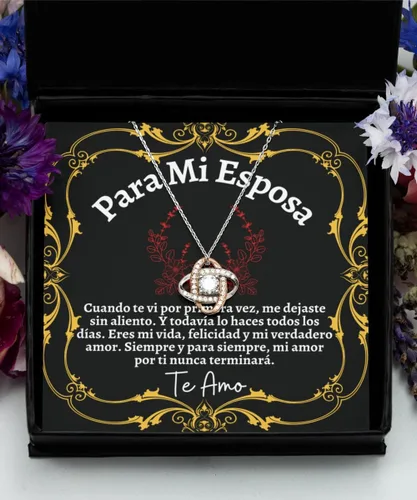 Vista 3 de Cadena, Collar de Regalo Para Esposa En Forma De Corazon Plateado y Dorado Regalo Para Mujer Personalizado